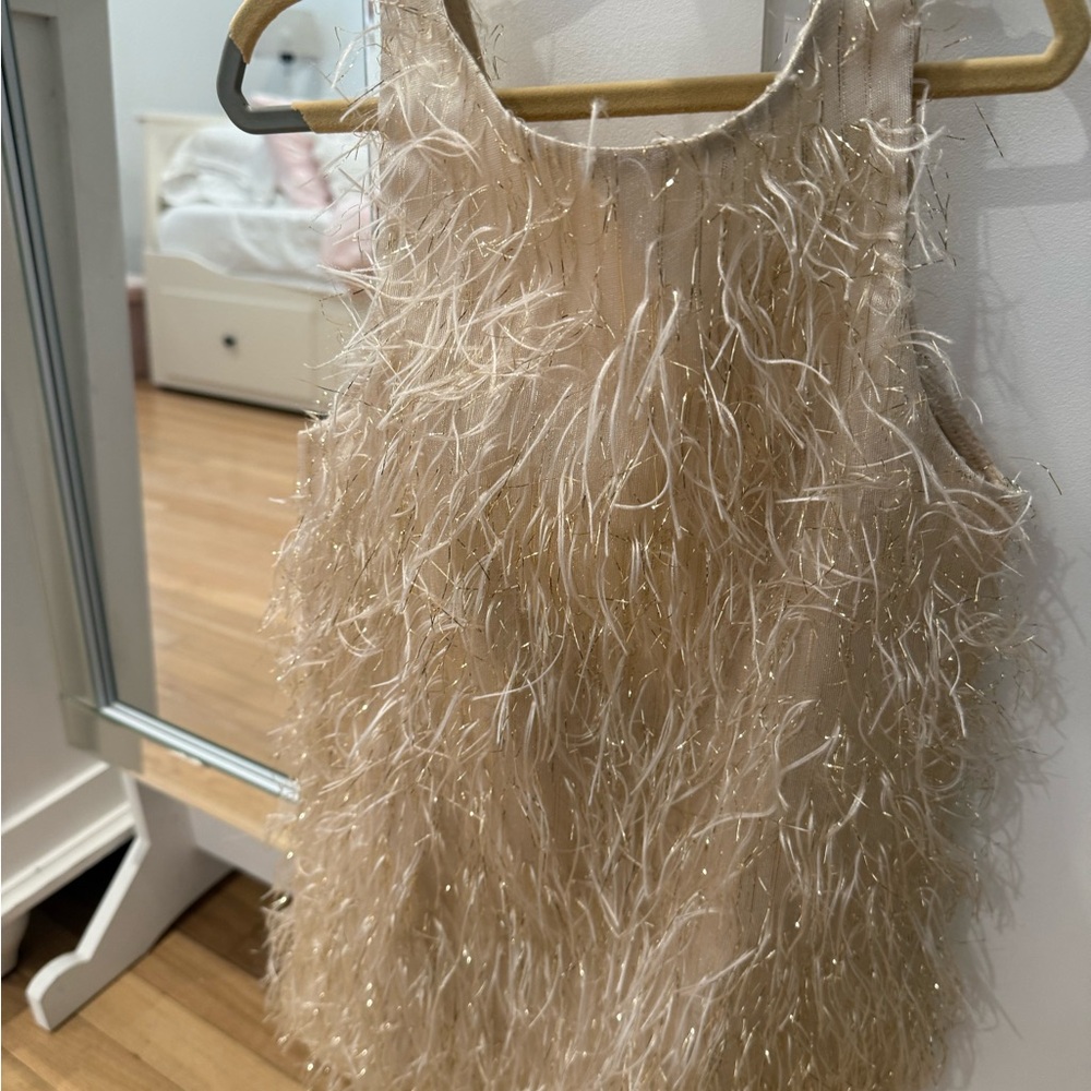 Girl’s Zara Chic Feathered Dress